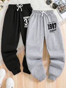 2 件套 Tween Boy 字母印花裤套装 - 彩色 - 查看 1