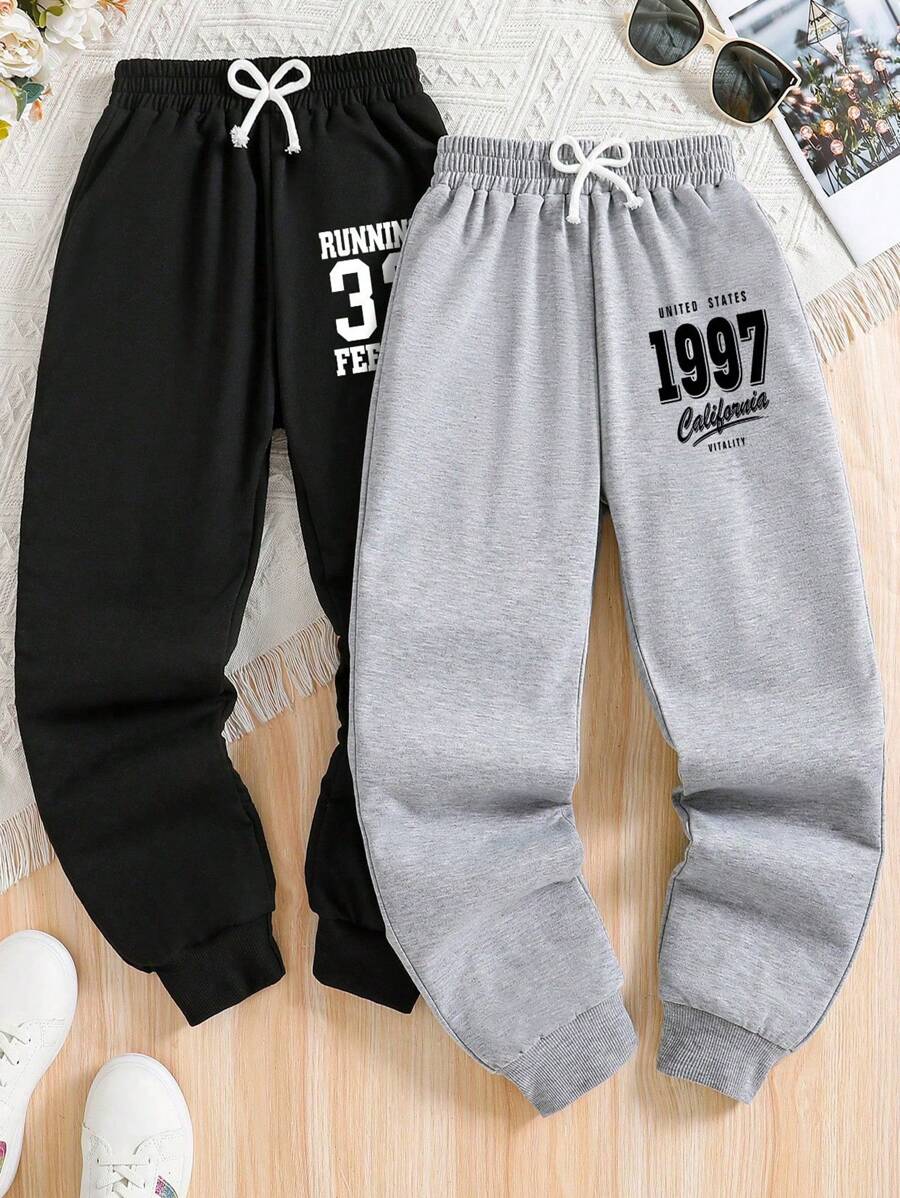 2 件套 Tween Boy 字母印花裤套装 - 彩色 - 查看 1