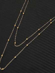 1 件简约优雅时尚珍珠链项链身体链首饰女士海滩风格 - 金色 - 查看 4