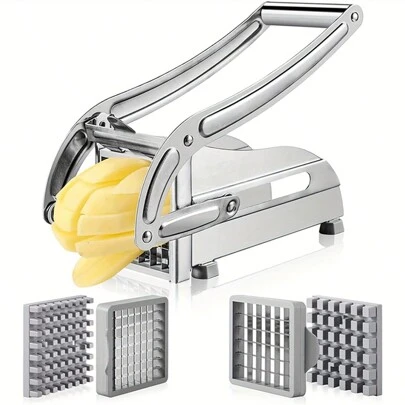 1pc Stainless Steel Fruit & Vegetable Cutting Machine, Potato Slicer, French Fry Cutter, Vegetable Shredder