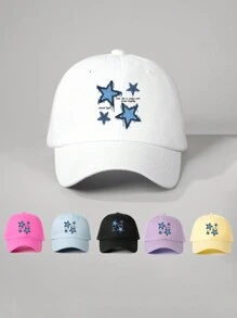 1pc Printed Star Baseball Cap, Adjustable Outdoor Sun Protection Casual Hat Suitable For Boys And Girls, Spring Autumn Travel Beach Holiday - Baseball Cap - View 1