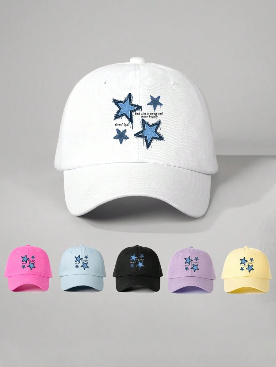 1pc Printed Star Baseball Cap, Adjustable Outdoor Sun Protection Casual Hat Suitable For Boys And Girls, Spring Autumn Travel Beach Holiday - Baseball Cap - View 1