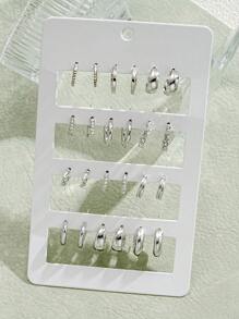 24pcs Minimalist Geometric Style Earrings Set, Women Summer Multi-Occasion Gift - Style 1 - View 2