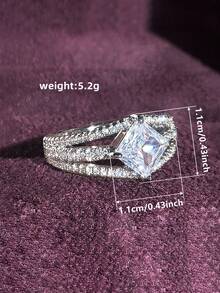 1 Chiếc nhẫn Cubic Zirconia thời trang dành cho phụ nữ dùng để trang trí tiệc cưới, đính hôn, kỷ niệm, quà tặng ngày lễ tình nhân - 1 # - Xem 7