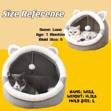 灰色半封閉式寵物屋,貓狗床,可拆卸寵物小型和中型犬舍,全年適用的墊子 - 灰色 - 查看 6