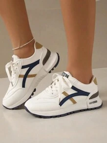 Women's Round Toe Lace-Up Casual Comfortable Athletic Sneakers