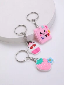 20pcs Pink Animal & Plant Shape Keychain, Suitable For Party Favor, Holiday, Back To School Gift - Multicolor - View 10