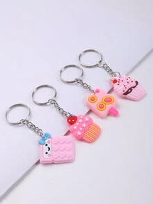 20pcs Pink Animal & Plant Shape Keychain, Suitable For Party Favor, Holiday, Back To School Gift - Multicolor - View 11