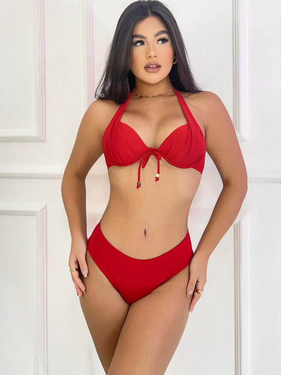 Premium Polyamide Bikini Set Half Cup Panties Empina Butt Elegant - Xem 1