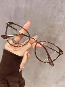 Lunettes de chat bicolore Y2k couleur thé glacé pour femmes, accessoires de lunettes claires, accessoires de lunettes pour femmes