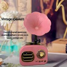 Vintage Gramophone Speaker, Creative Gift Stereo Music Box Radio Desk Decor - Pink - View 8