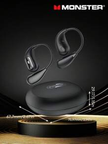 Sanrio Auriculares Bluetooth MONSTER MH22181, estilo gancho para la oreja con aislamiento pasivo del ruido, sonido envolvente de alta fidelidad, transmisión de audio direccional, micrófono sensible, batería de larga duración, resistente al agua y al sudor, adecuado para deportes y ciclismo, cómodos de llevar, auriculares inalámbricos de diseño abierto
