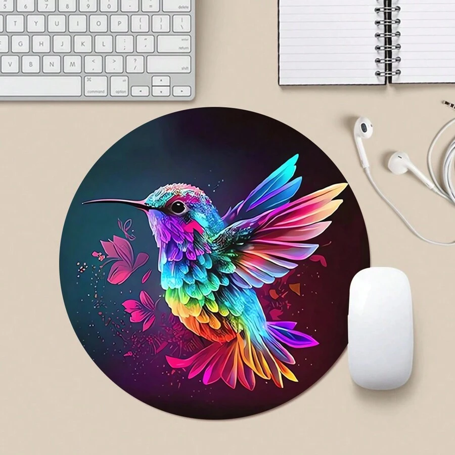 1pc Fun Cute Mouse Pad, Round Office Desk Mouse Pad With Non-Slip Rubber Base, Small Mini Travel Mouse Pad For Laptop, Notebook, Office, Home, Study And Gaming, Suitable For Girls And Boys, Size: 20*20*0.2cm - Multicolor - View 1