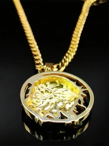 Jesus Crown Of Thorns Men's Necklace Stainless Steel Gold Color Chain  Medal Male Necklace