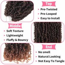 Pre-Looped Twist Crochet Hair 10 Inch 1pack Bohemian Passion Twist Spring Mini Twist Crochet Hair For Women Boho Crochet Braids(1B/30) - Brown Ombre - View 4