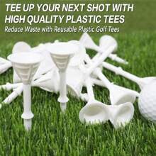 Golf Tees Plastic 3 1/4 Inch Unbreakable Upgraded Bulk 50 Pack Reduce Friction Side Spin Stable 83mm Long Tee For Men Women Practice