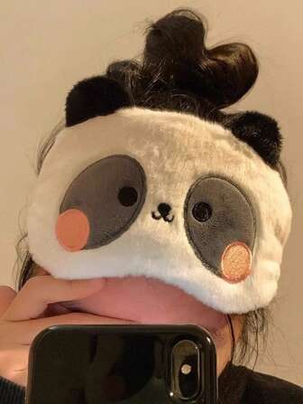 1 件女款熊猫眼罩，时尚熊猫睡眠眼罩，可调节透气设计，适合睡眠、冰袋、热袋、卡通可爱动漫风格，缓解眼部疲劳情人节情人节