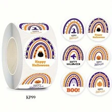 Rollo de pegatinas de Halloween - 500 etiquetas adhesivas de calabaza y fantasma, adecuadas para regalos, regalos de fiesta y decoraciones de Halloween, pegatinas de Halloween - Multicolor - Ver 1