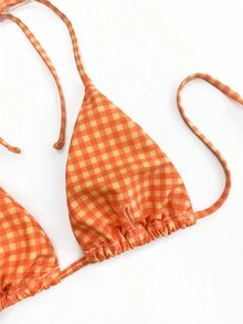 PEPPERMOLLY Bikini hở lưng mềm mại kẻ sọc mới dễ thương, Bộ đồ bơi thời trang đi biển mùa hè cho nữ - trái cam - Xem 9