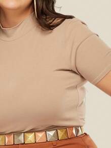 Plus Size Blouses - 卡其色 - 查看 3