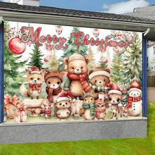 TYFYO 1 件圣诞摄影背景 59.1x39.5 英寸圣诞壁炉装饰背景卡通森林背景节日派对横幅摄影亭道具 - 多色 - 查看 2