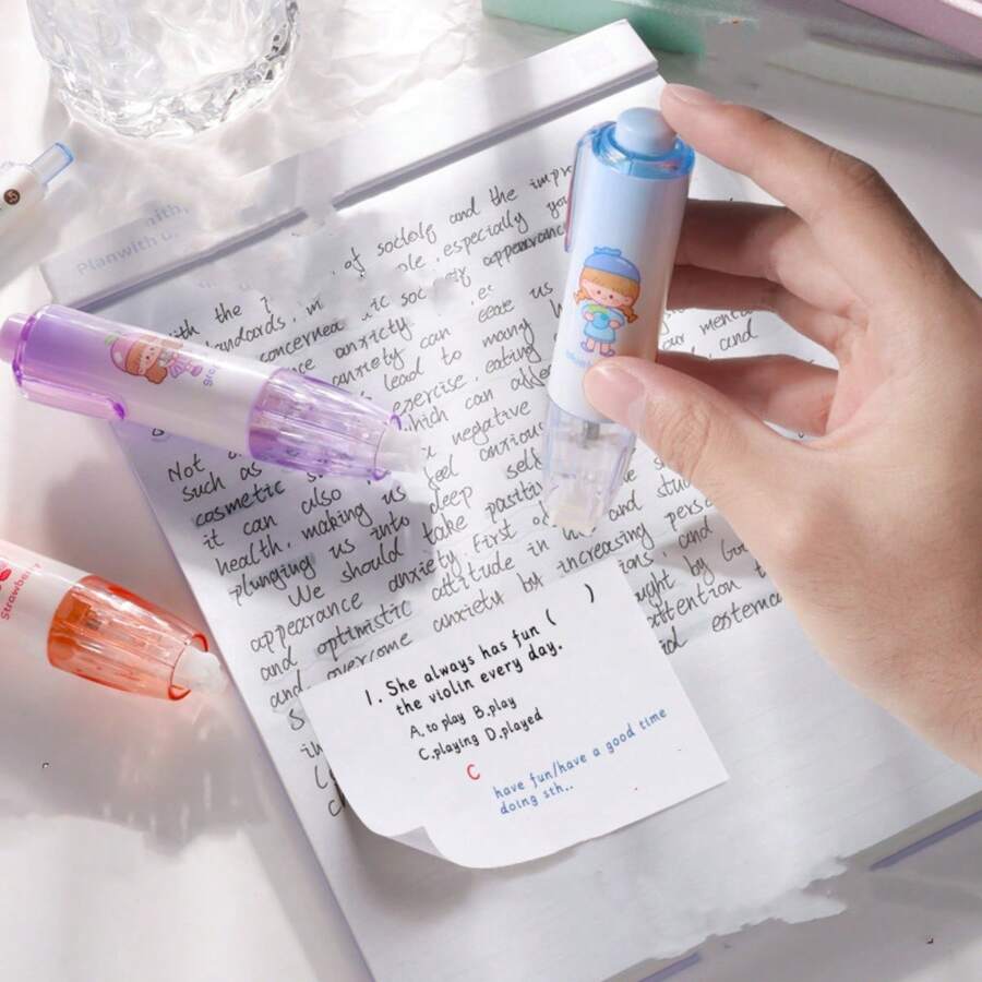 1pc Press The Dot Glue Button To Apply The Transparent Double-Sided Adhesive Tape To The Student's Hand Account. The Adhesive Pen For The Hand Account Can Be Replaced With A Core Sticker. The Adhesive Tape Is For Back To School Stationery - Multicolor - View 1
