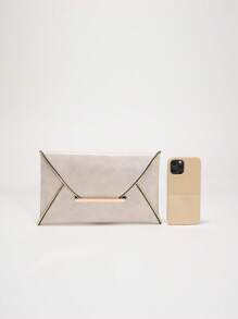 1 chiếc ví cầm tay phong cách retro bằng da PU màu trơn dành cho nữ, quà tặng phong cách tối giản cho ngày lễ - Màu be - Xem 4