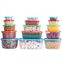 1 套 5 件装塑料彩虹层密封午餐盒，带盖透明食品储存容器，厨房和冰箱收纳盒圣诞礼物