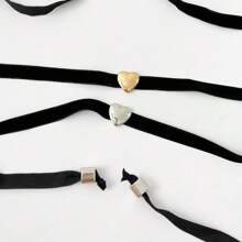 Colar Coração Com Fita em Veludo Adaptável