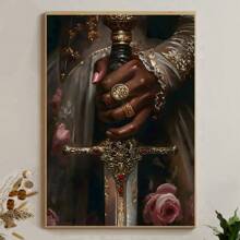 1 pieza Cartel de pintura al óleo con estado de ánimo sin marco, impresiones en lienzo de mujer victoriana con espada, decoración antigua, arte de pared oscura, encaje, anillo, pintura mural artística para regalo, para dormitorio, baño, sala de estar, decoración de pared, decoración del hogar y la habitación