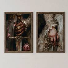 1 pieza Cartel de pintura al óleo con estado de ánimo sin marco, impresiones en lienzo de mujer victoriana con espada, decoración antigua, arte de pared oscura, encaje, anillo, pintura mural artística para regalo, para dormitorio, baño, sala de estar, decoración de pared, decoración del hogar y la habitación
