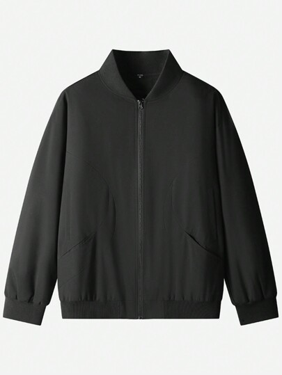 Alpha Camp Giacca da baseball casual antiventoBlu scuroTaglia grande per uomo