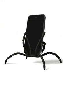 1pc Black ABS Multifunctional Spider Grip Slouchy Phone Holder, Desk Bracket For Streaming