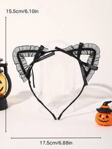 1 Băng đô tai mèo ren đen gợi cảm phong cách Gothic vui nhộn cho nữ, thích hợp làm phụ kiện tóc dự tiệc, trang trí lễ hội - màu đen - Xem 10