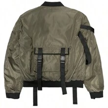 Mens Tactical Zip Up Fall Winter Bomber Jacket Streetwear Padded Outerwear Zip Up Coat Keep Warm - Màu xanh Ô liu - Xem 2