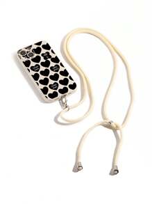1pc Creative Fashion Heart Shaped Crossbody Lanyard Shockproof Phone Case Compatible With Apple// - Beige - View 5