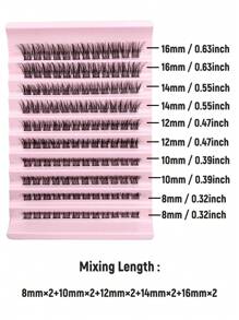 Hinarin 120 Stück DIY Wimpernverlängerungs-Set mit Wimpernbüscheln, Kleber, Versiegelungspinzette, natürlich aussehende D-Locken, flauschige Wimpernbüschel-Set (10 Reihen 8-16 mm gemischt), Wimpernbüschel-Set, Wimpern, Kunstwimpern