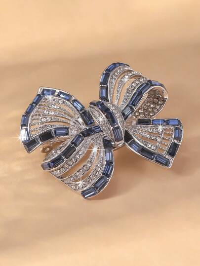 1pc Fashionable Western Style Bow-Knot Rhinestone Decor Pin Brooch, Party/Holiday Accessory Gift For Women