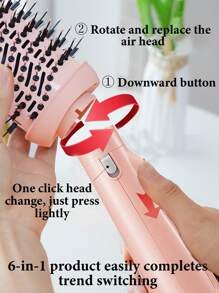 CRASTS Sèche-cheveux professionnel rose 6 en 1 pour coiffure, séchage rapide peu bruyant, avec 6 accessoires pour boucler et lisser les cheveux, 3 réglages de vent pour un usage domestique et en salon, cadeau de soins capillaires