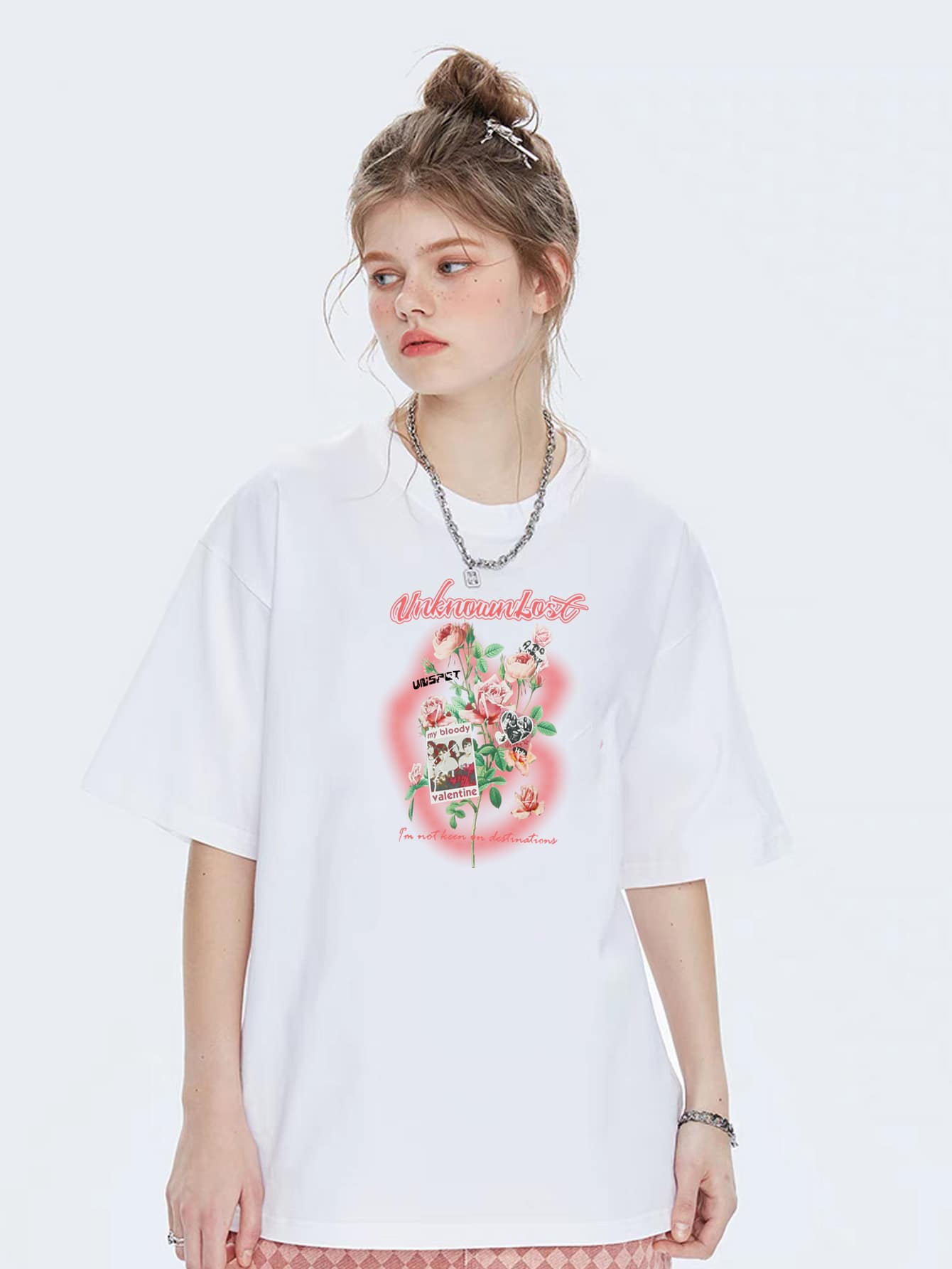 Oversized Women's Premium 100% Cotton Plus-Size T-Shirt - trắng - Xem 1