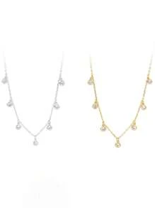 1 Vòng cổ mặt dây chuyền pha lê 7 mặt bằng thép không gỉ tối giản thời trang dành cho nữ - Nhiều màu - Xem 1