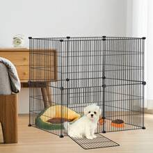 VA-Cerulean Outdoor Enclosure, Wire Enclosure, Rabbit Metal Mesh Enclosure With Door 142 X 72 X 36 Cm (12PCS) / 142 X 72 X 72 Cm (24PCS) Small Animal Enclosure, Small Animal Cage, Rabbit Hutch For Indoor And Outdoor Use, Black - 黑色 - 查看 6