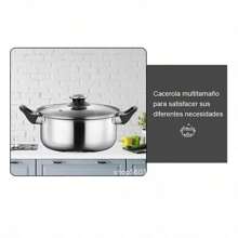 Batería De Cocina Ollas Acero Inoxidable Tapa Cacerola 6pcs,juego de ollas,ollas y sartenes,juego de ollas acero inoxidable,batería de cocina acero quirúrgico,batería cocina - Plateado - Ver 8