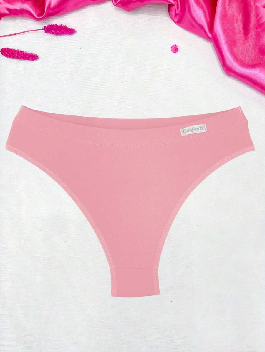 Comfort Thong Panties With Folded Waistband - Baby Pink - View 1