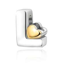 925 Silver Plated Heart Shaped Letter A-Z Pendant Charm, Smooth Letter Necklace A-Z Provides Multiple Choices. Ideal For DIY Bracelet And Necklace. Gold Heart Initial Letter Bead Pendant, Great Jewelry Gift For Women.