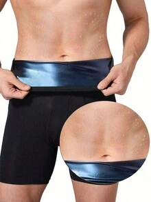 1 件男友风格男士塑身汗蒸桑拿平角裤瘦身健身瑜伽运动内衣 - 藍色 - 查看 3