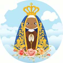 Our Lady Round Sublimated Fabric Panel 1.50 X 1.50 W/Elastic - 藍色 - 查看 1