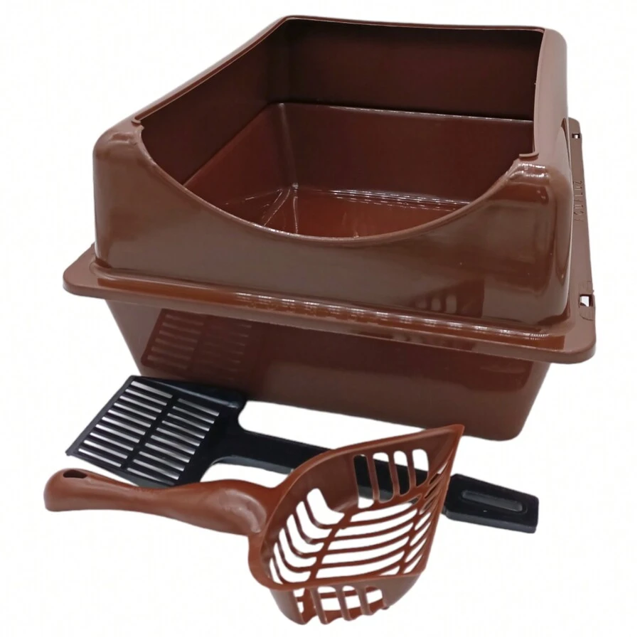 Arenero Grande Para Gato Con Extensión + Palitas - Café integral - Ver 1