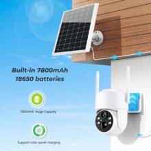 1 Set ANSHICAT 4MP 2.5K Solar Battery Camera Security Camera Wireless Outdoor, PTZ Solar Wireless Security Camera With AI Human Detection, Color Night Vison, 2-Way Audio, 2.4G Wi-Fi, Cloud Storage, Rechargeable Battery Included 7800mAh, Outdoor Battery Powered IP Security Camera For Home Security - 白色 - 查看 8