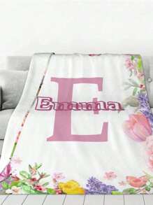 1pc Personalized Flannel Blanket, Soft & Thick Throw Blanket For Sofa, Living Room, Bedroom Home Decor, Suitable For All Seasons, Great Gift For Family & Friends